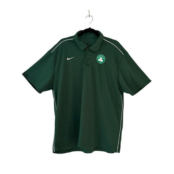 Men's Nike Dri-Fit Green Celtics Short Sleeve Polo XL Good Condition with Minor - Picture 1 of 5